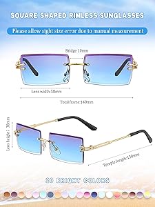 Amazon.com: Flutesan 20 Pairs Rimless Sunglasses for Men