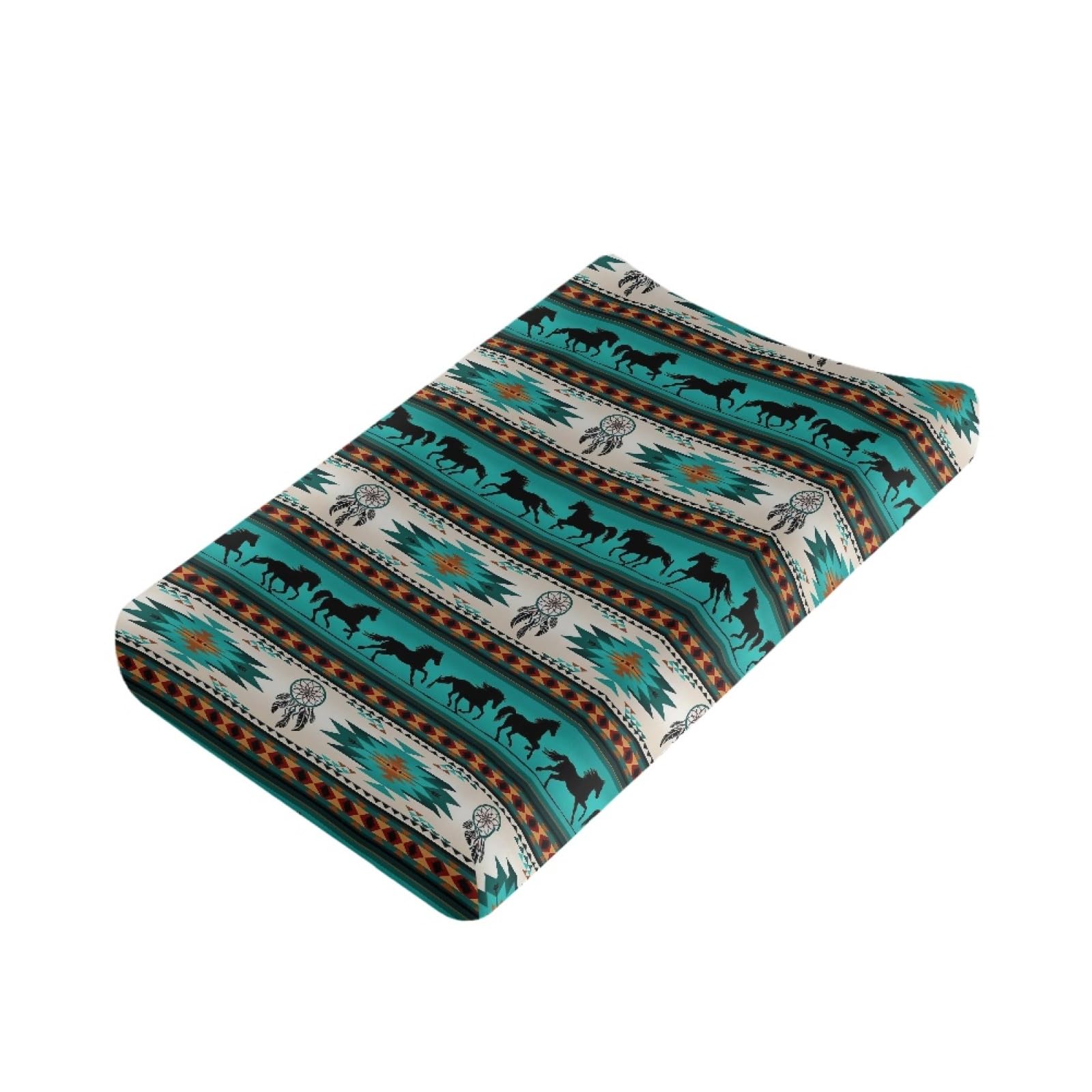 Wanyint Boho Horse Print Changing Pad Covers,Diaper Changing Table Pad Cover,Comfy & Breathable,Unltra Soft Muslin Change Table Sheets for Boys and Girls