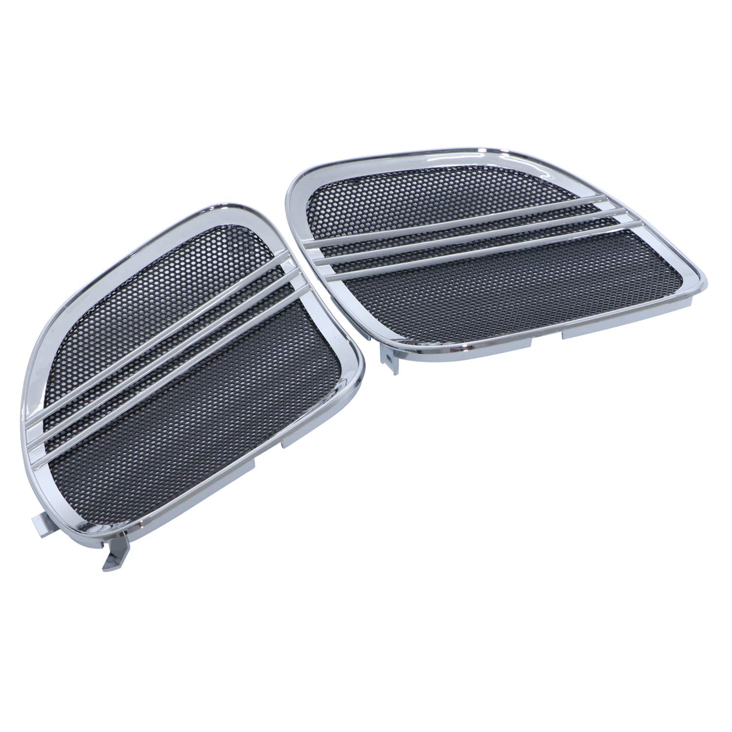 YDLMT 1 Pair Motorcycle Tri-Line Fairing Speaker Grills Cover Trim Compatible with 2015-later Harley Road Glide (Chrome+Black)