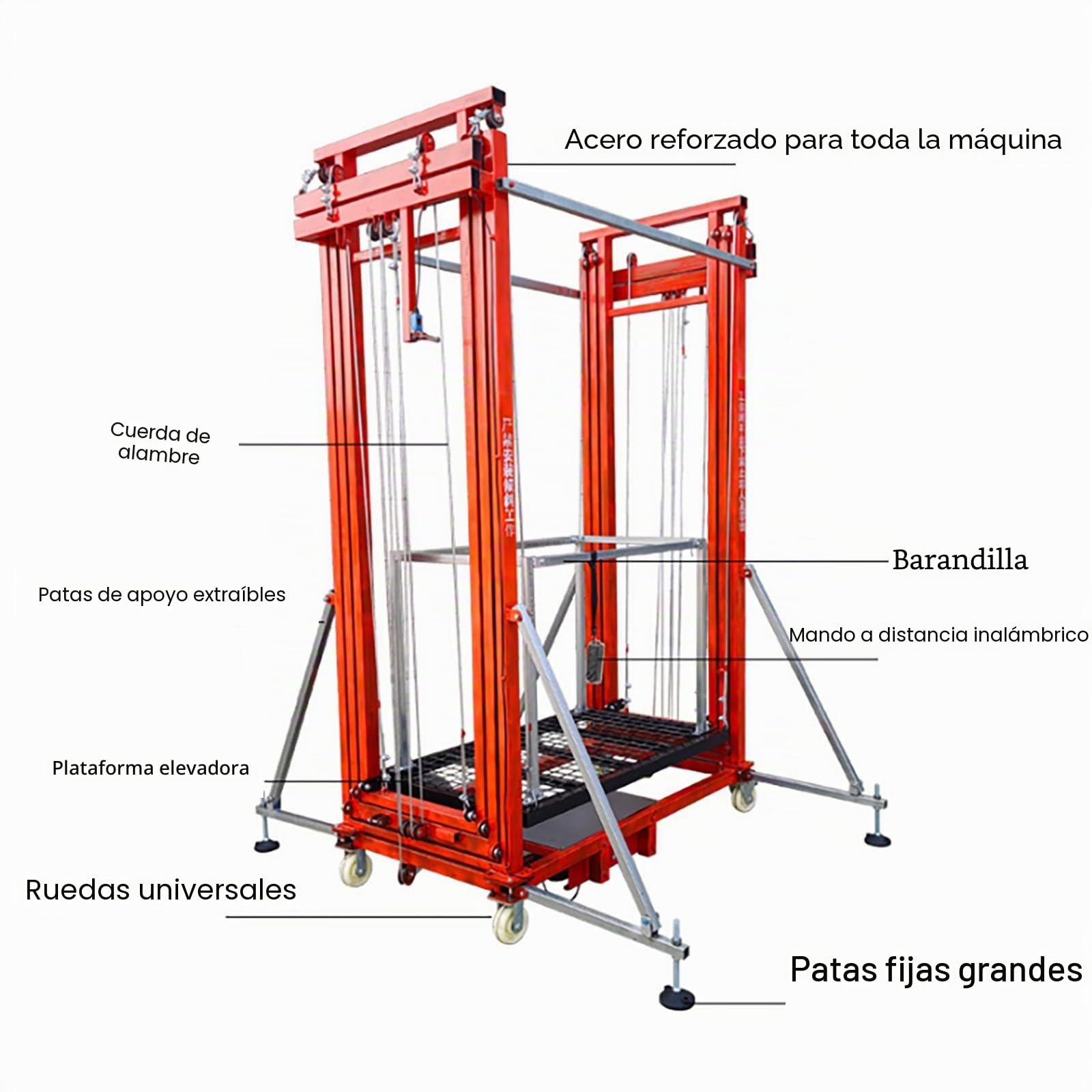 Elevador eléctrico de andamio con mando a distancia para instalación de iluminación, pintura, reparación de tejados y mantenimiento de árboles