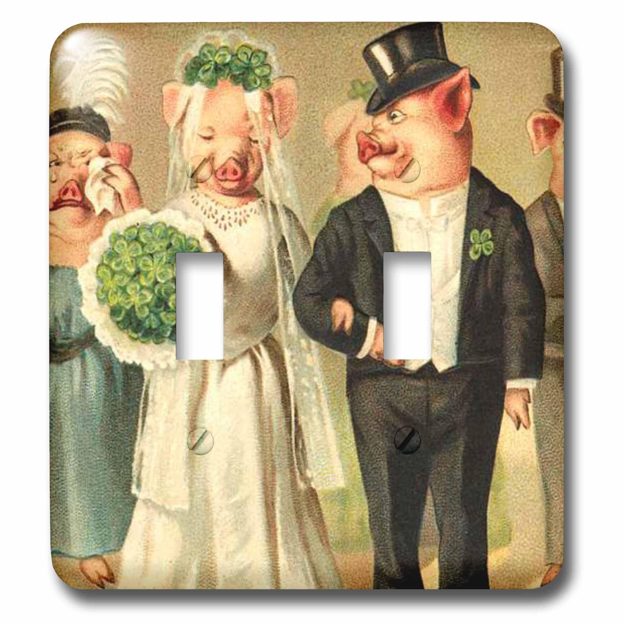 Interrupteur à bascule double cochon multicolore pour décorer une chambre d'enfant