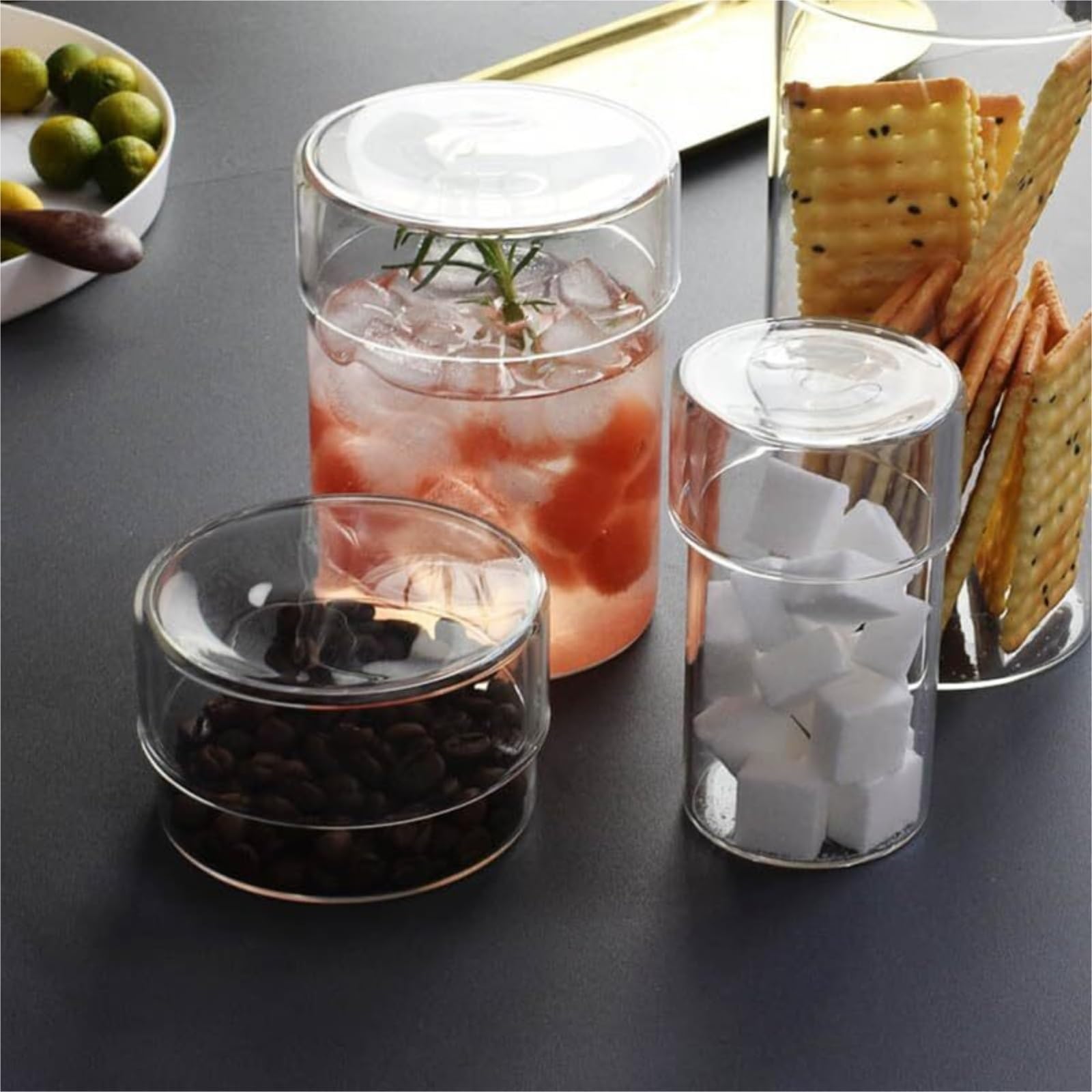 Barattoli Cucina Robusto 4 Confezioni di Contenitori Ermetici in Vetro con Coperchio for L'organizzazione della Dispensa Contenitori Ermetici per Alimenti