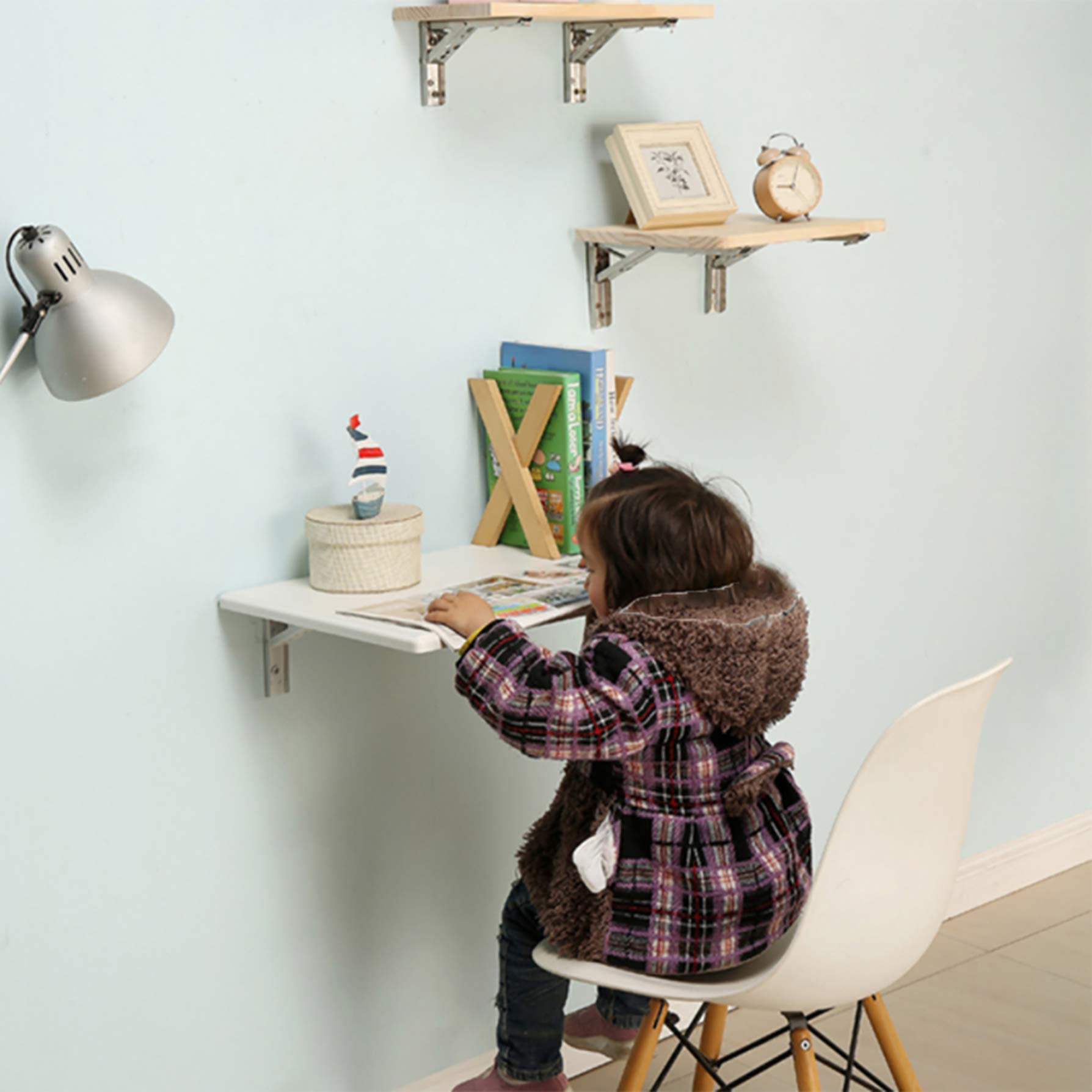 Mesa de pared con hojas colgantes y escritorio plegable para computadora, para cocina y comedor, oficina en casa, estación de trabajo, fácil montaje