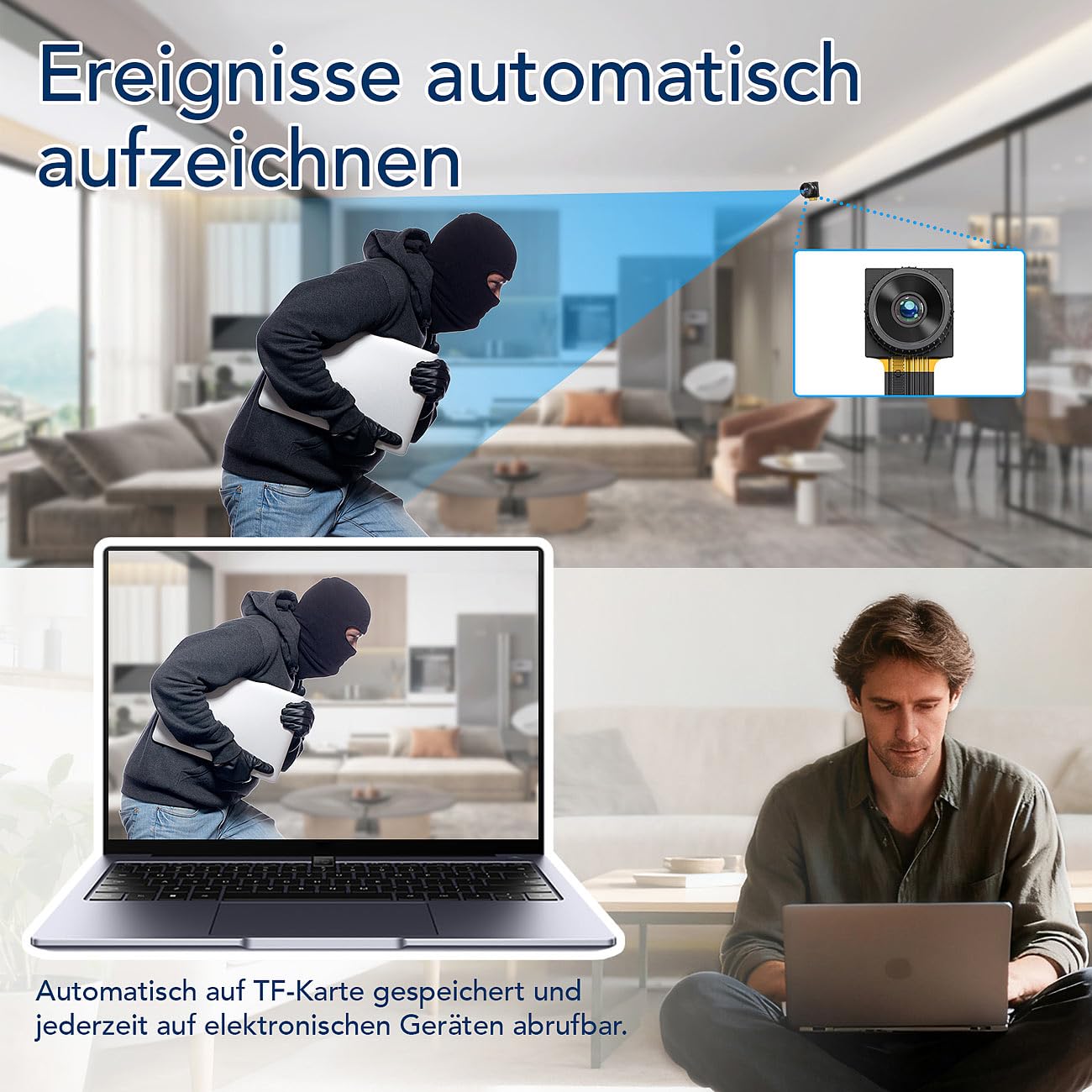 Somikon Versteckte Kamera 2er-Set Full-HD-Micro-Einbau-Kameras mit Akku 65°-Bildwinkel