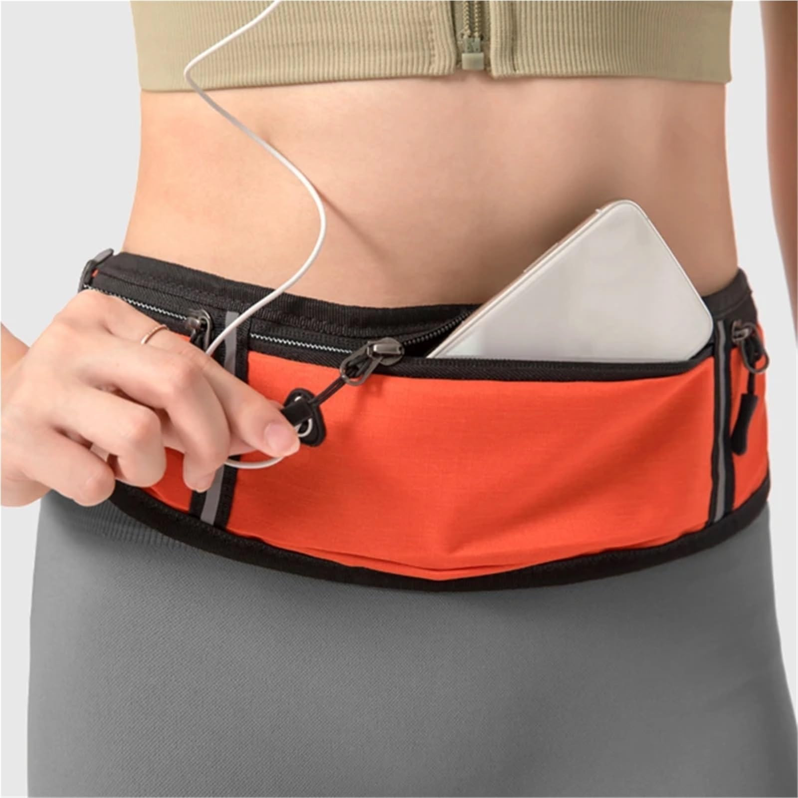 Sac de Taille de Course léger imperméable à l'eau Bande réfléchissante Taille Fanny Pack Gym Sport Course à Pied Sac de Taille Sangle élastique réglable pour Homme(Black)