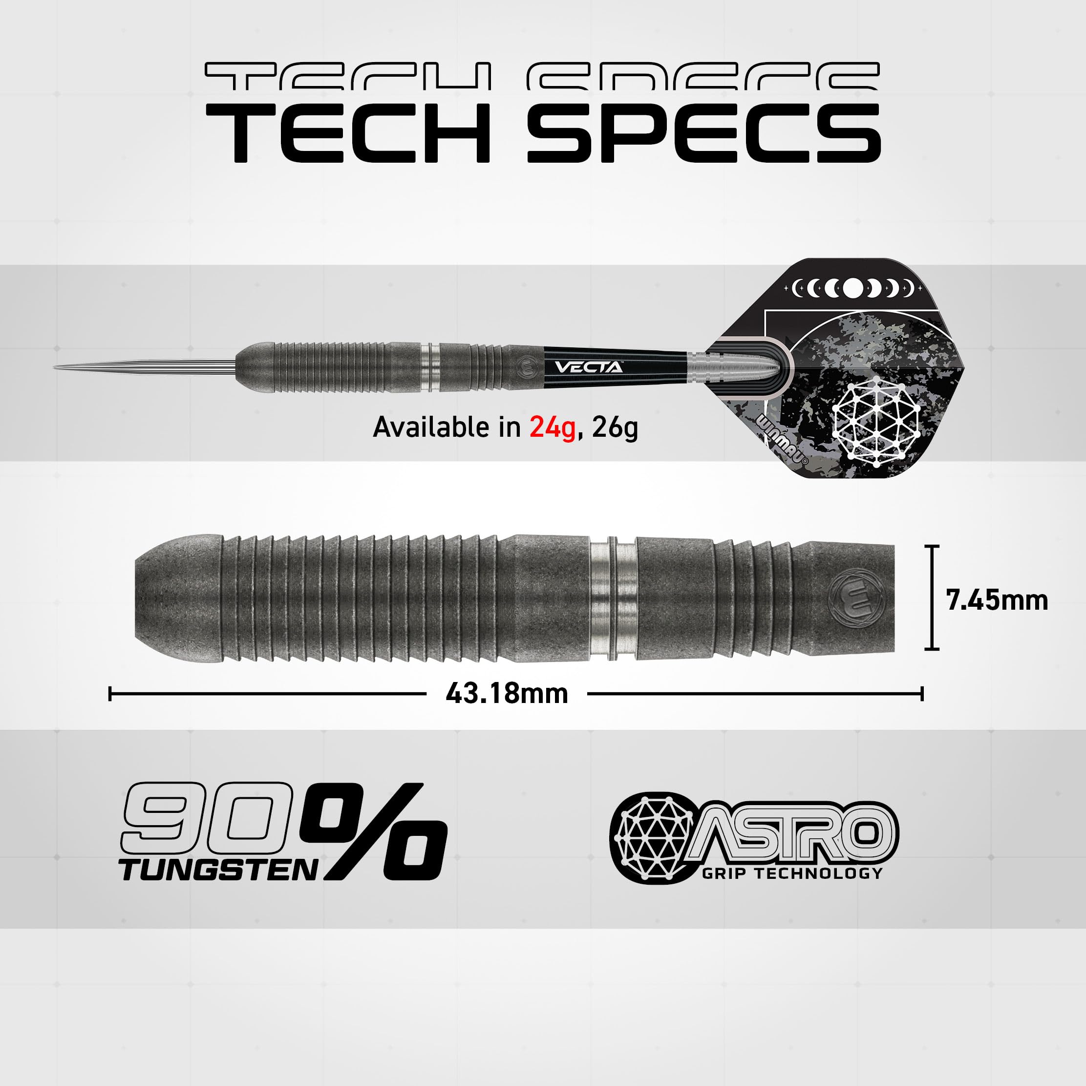 WINMAU Darts Callisto 24g 90% Professional Tungsten Steel Tip Darts Set including Dart Flights and Dart Shafts (Stems) - Image 4