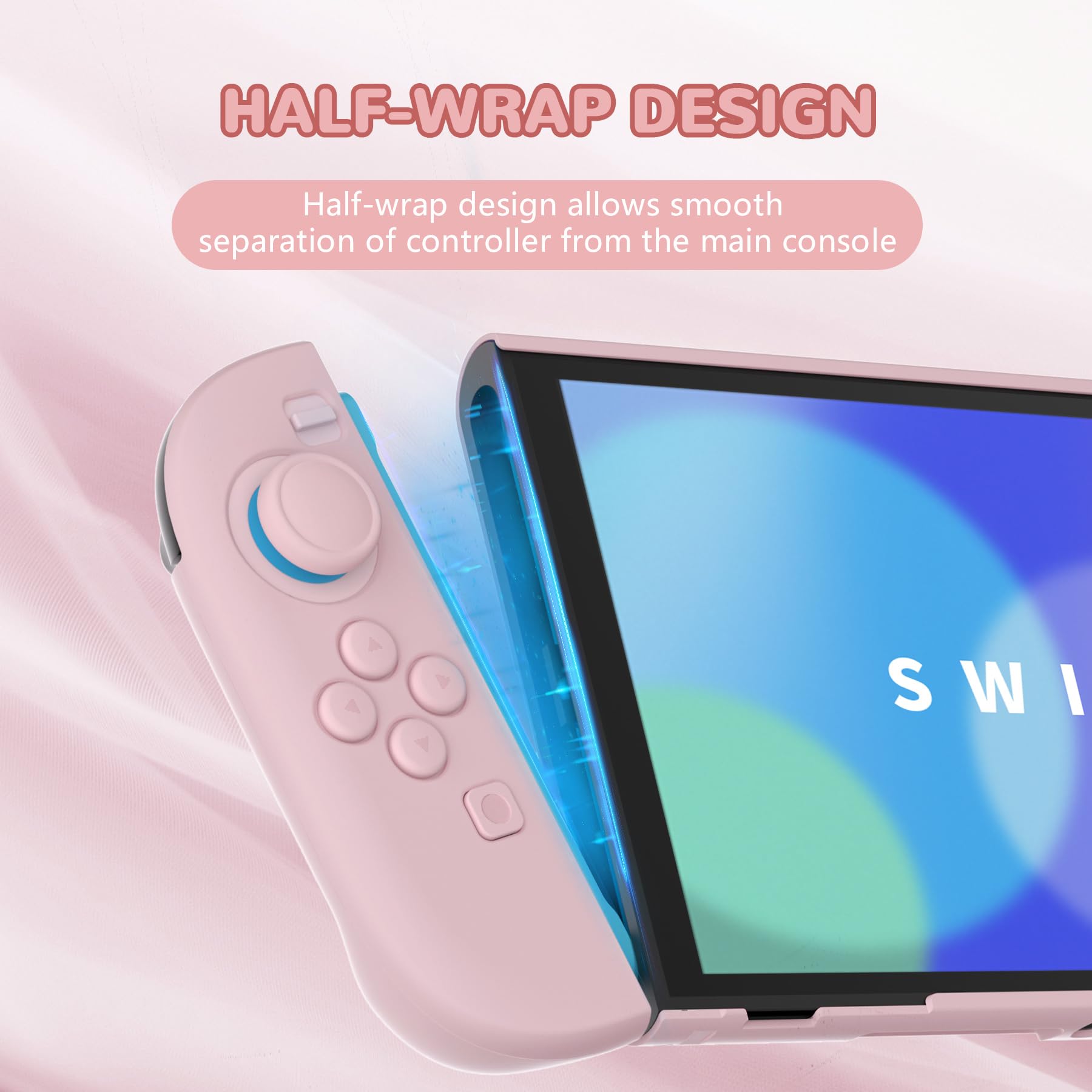 PlayVital Coque pour Switch 2 Console avec Support & Capuchon Joystick,Étui de Protection Rigide pour Nintendo Switch 2 Manette Grip Cover Dockable-Rose