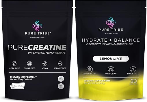 PureCreatine Micronized Creatine Monohydrate Powered by Creavitalis Hydrate + Balance Electrolytes Powder Packets for Energy, Recovery, Hydration Vegan & Sugar-Free