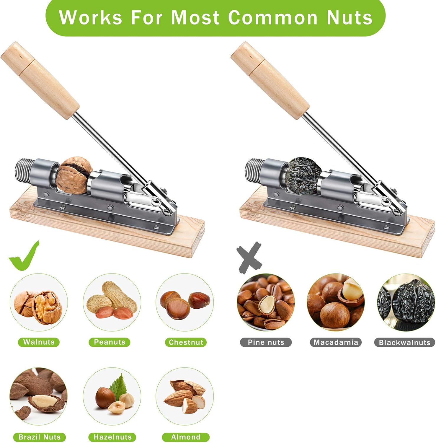 Buy Pecan Nut Cracker Asojoy Nutcracker Tool For Nuts Walnuts Hazelnuts Almonds Brazil Nuts Heavy Duty Stainless Steel Nutcracker Machine With Wooden Handle Base Nut Picker And Chestnut Sheller Online In Vietnam