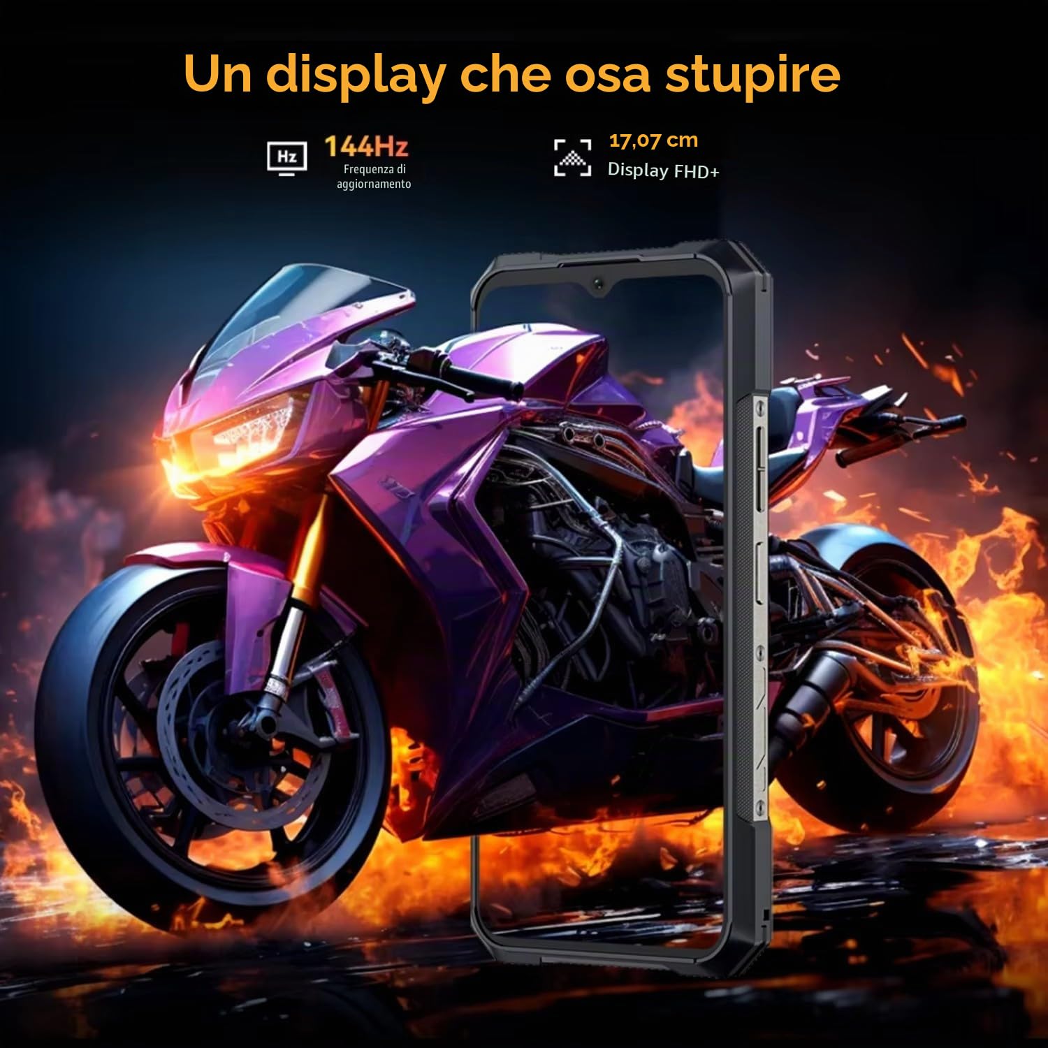 KingKong X PRO 5G 24GB RAM + 256GB ROM - Smartphone 6.72" FHD+ 144Hz, Camera 100 MP, Batteria 10200mAh, Android 14, Dimensity 8200, Nero.