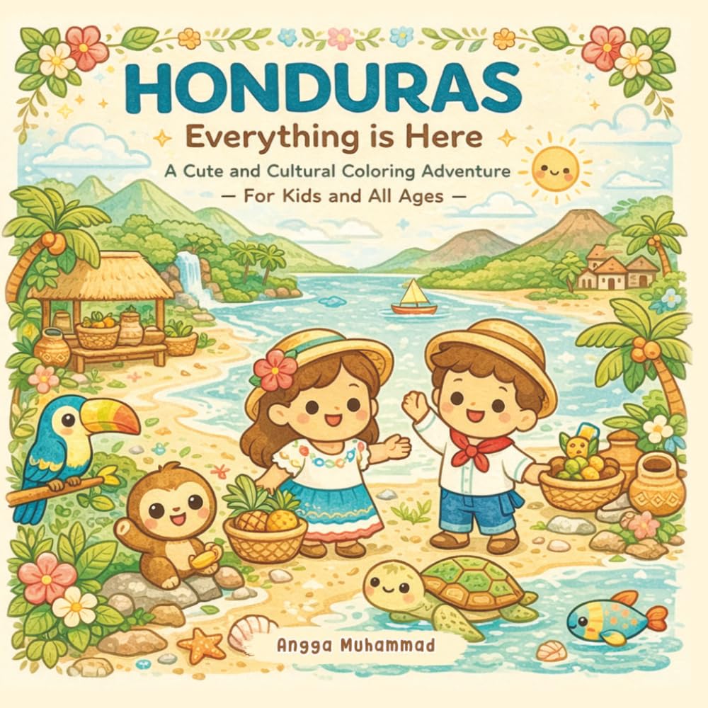 HONDURAS — Everything is Here: A Cute and Cultural Coloring Adventure Through Tropical Forests, Ancient Ruins, Caribbean Beaches, Wildlife, ... and Everyday Life — For Kids and All Ages