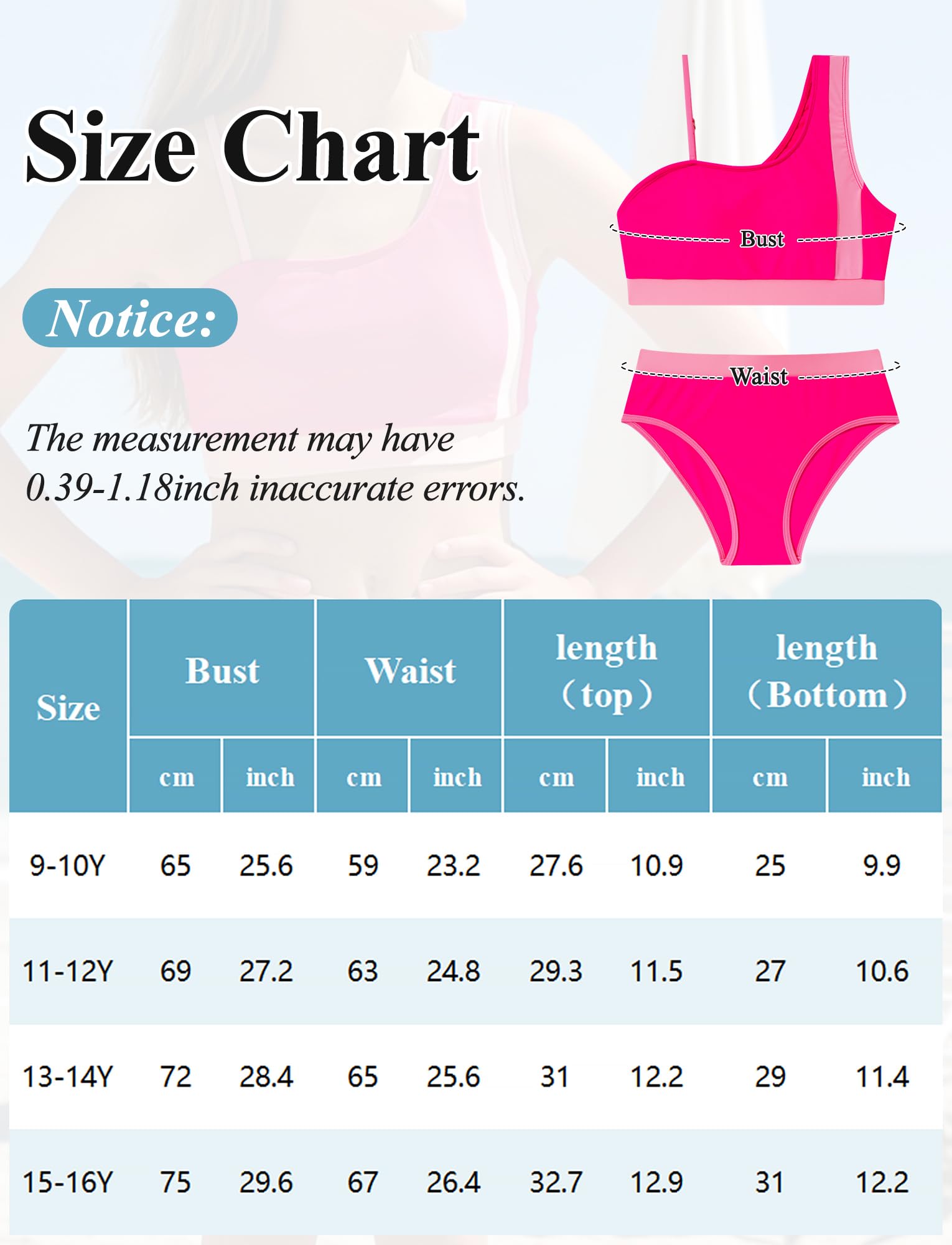 Happy Cherry - Fille Ensemble de Bikinis Maillot de Bain Sportif Filles Ado Deux Pièces Enfants Tankini d'Été Swimwear Set avec Bustier Culotte pour Natation Piscine Plage - 9-16 Ans