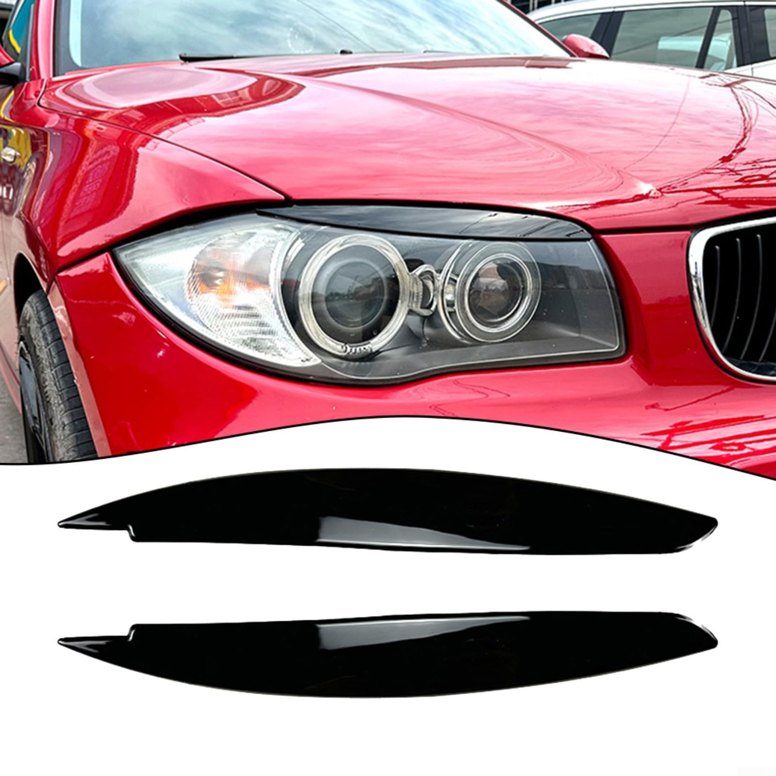Pegatinas de plástico negro para cejas, faros delanteros, para BMW Serie 1 E87, E88, E81, E82, párpados, cejas 2008 – 2008 – 13