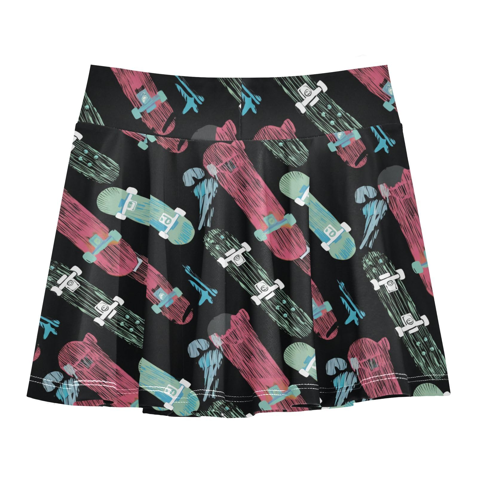 CHIFIGNO Little Girls Flowy Tennis Skirt with Shorts Athletic Skirts Skort for Active Golf Cool Skateboard Black Size 9-10