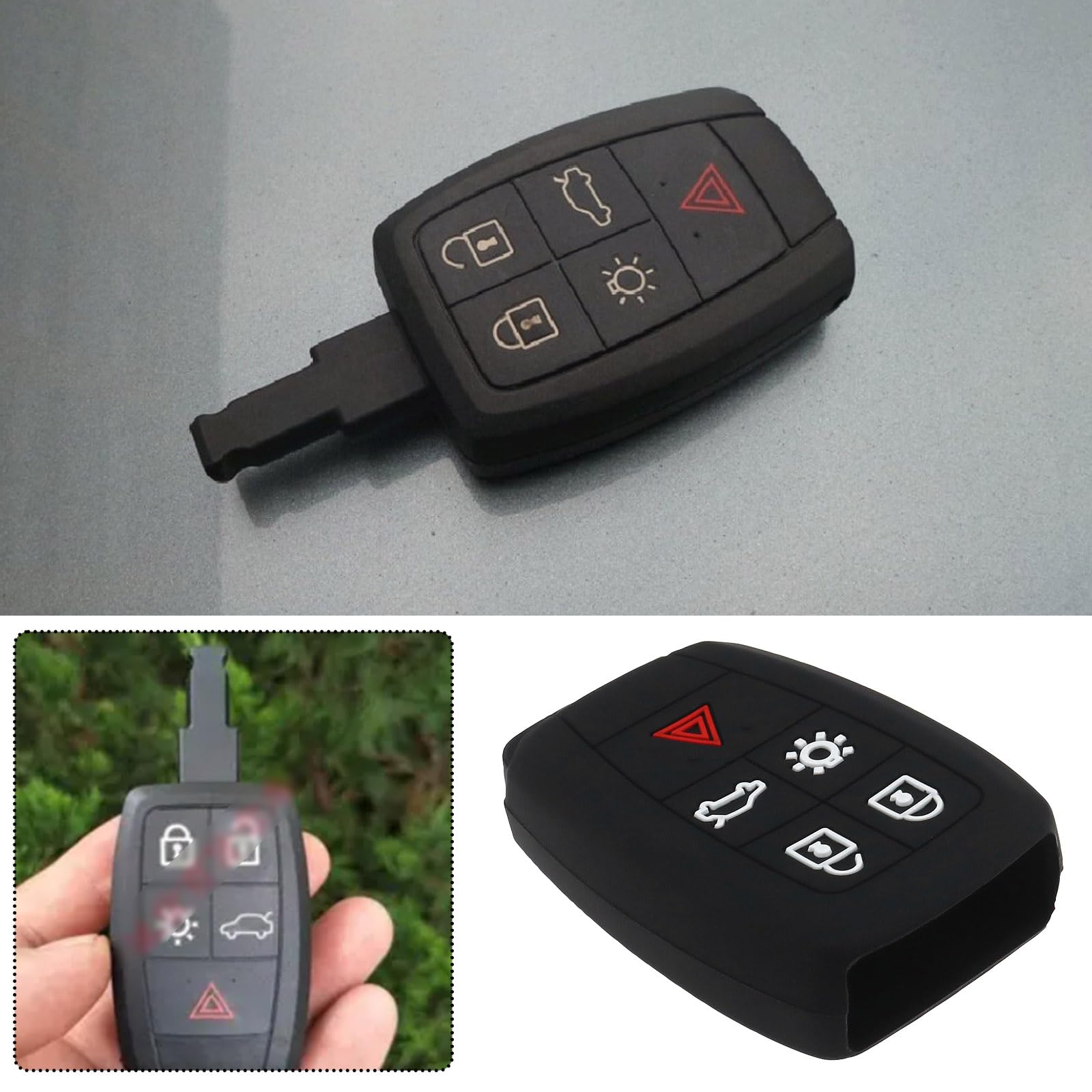 OTOTEC 2Pcs Car Remote Key Cover Black Key Sleeve Protector Silicone Key Skin Shell Car Accessories Compatible with Volvo XC90 C70 S60 D5 V50 S40 C30 Car Keys - Image 3