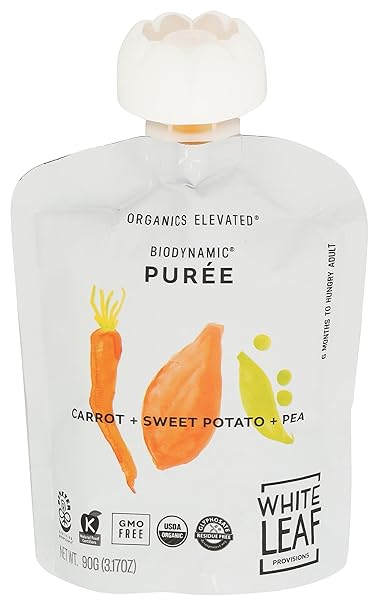 White Leaf Provisions Organic Carrot Sweet Potato Pea Baby Food, 3.17 OZ
