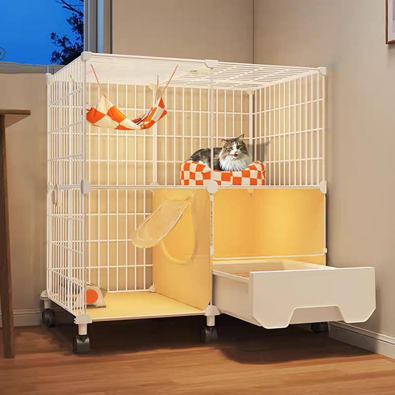 Cat Cage Indoor, 2/3 Tier Cat Playpen, Cat Enclosures, Large Space, with Litter Box, Can Be Moved, Breathable, Cat House, for Small and Medium Pets(High77cm/30.3in)