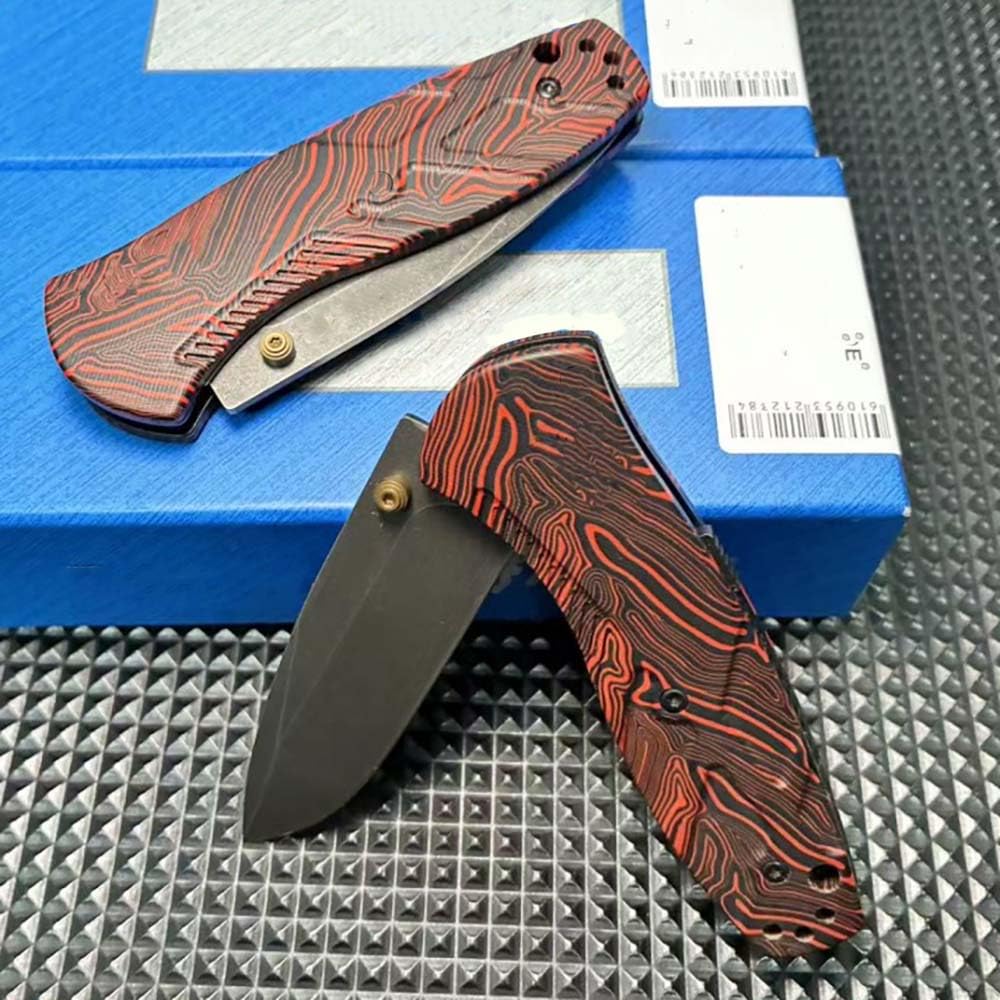 Klappmesser 6.9" Sehr Scharfes Taschenmesser aus stahl s90v, Rot Muster g10, Praktisch Rutschfest, Outdoor Edc Messer Survival Jagdmesser, Axis lock messer, Klein einhand messer tanto mit knopfdruck