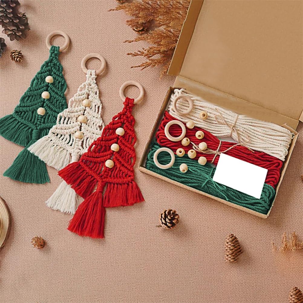 Kit Fai Da Te Albero Di Natale In Macramè Bohémien - 2 Pezzi Da Appendere, Progetto Creativo Per Adulti E Bambini