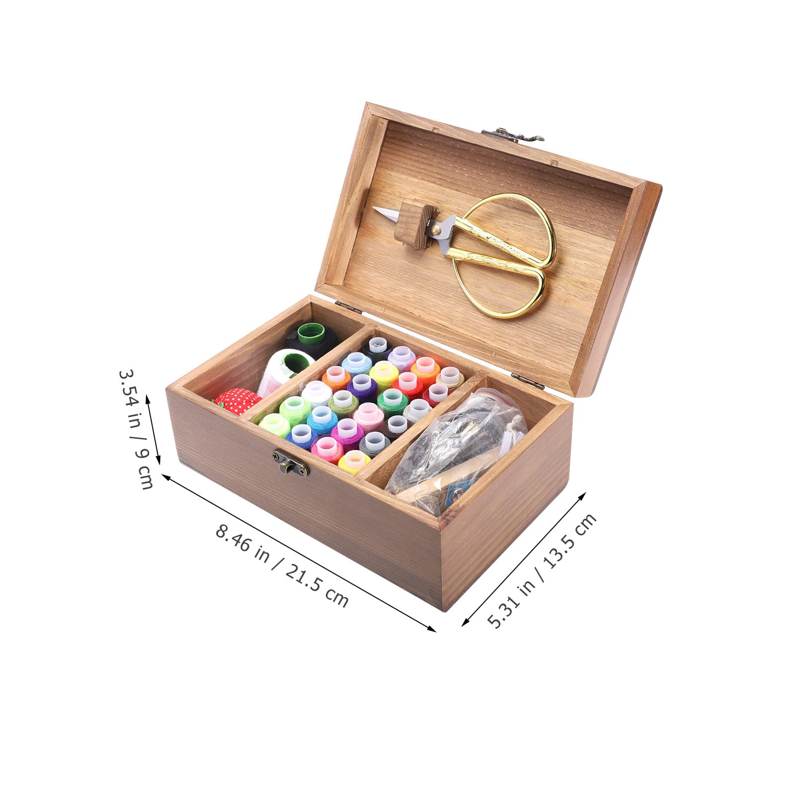 Kit de Costura Gran Capacidad para Guardar Agujas Caja de Almacenamiento de Madera Natural Retro Hogar Hilos y Herramientas de Costura DIY