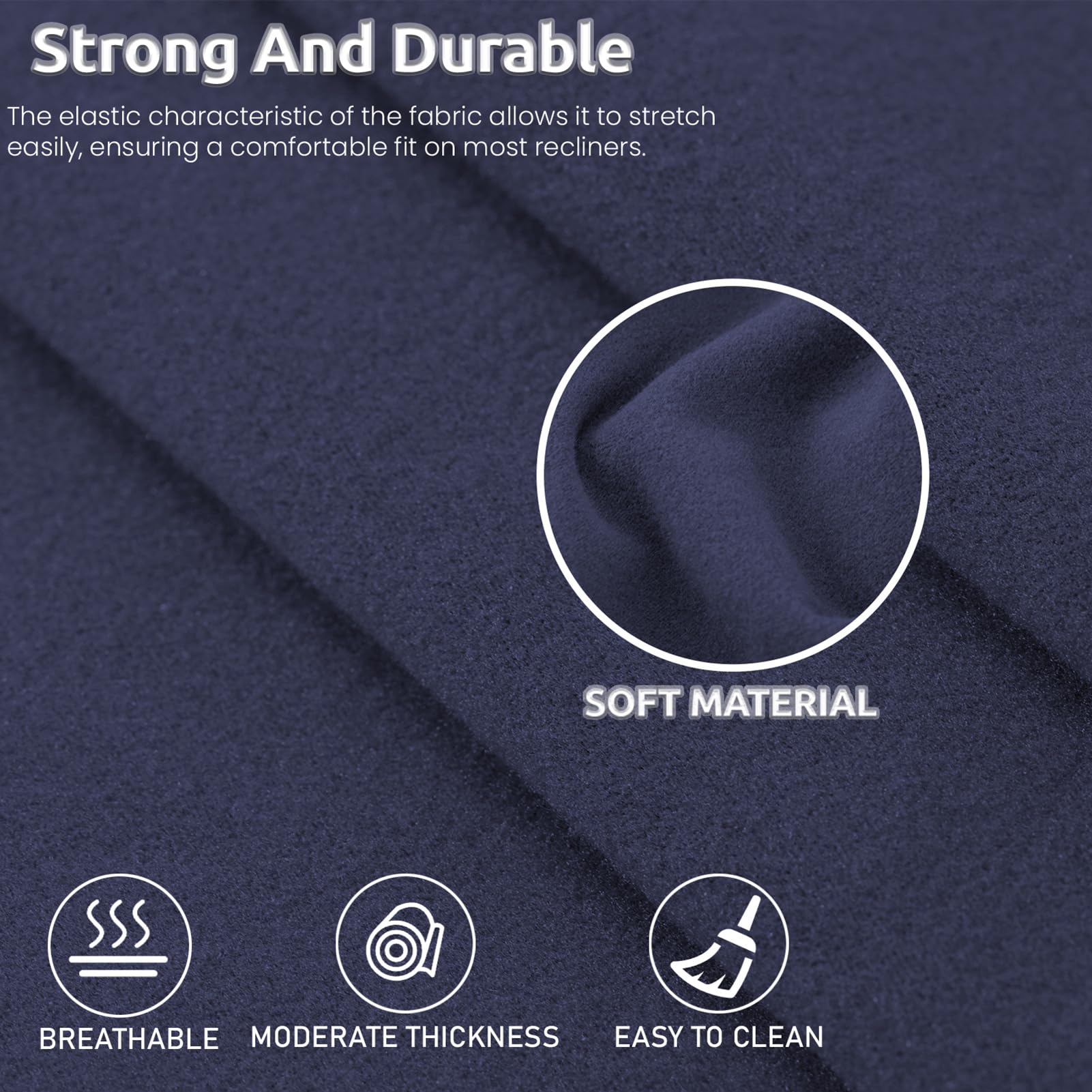 Copripoltrona Relax Reclinabile Elasticizzato, Copripoltrona Relax Reclinabile Elettrica Universale, Lavabile Antiscivolo Fodere per Poltrona Relax (Blu Marino)