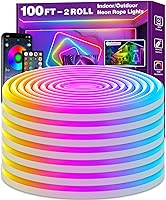 AILBTON 100Ft Neon Rope Lights, Waterproof IP65 Flexible RGB LED Strip, App/Remote/Music Sync for Gaming Bedroom Outdoor