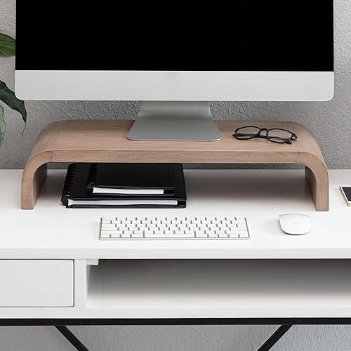 Anji Mountain Soporte para monitor de madera, mesa organizadora de escritorio para el hogar, oficina, espacio de trabajo, elevador de laptop,