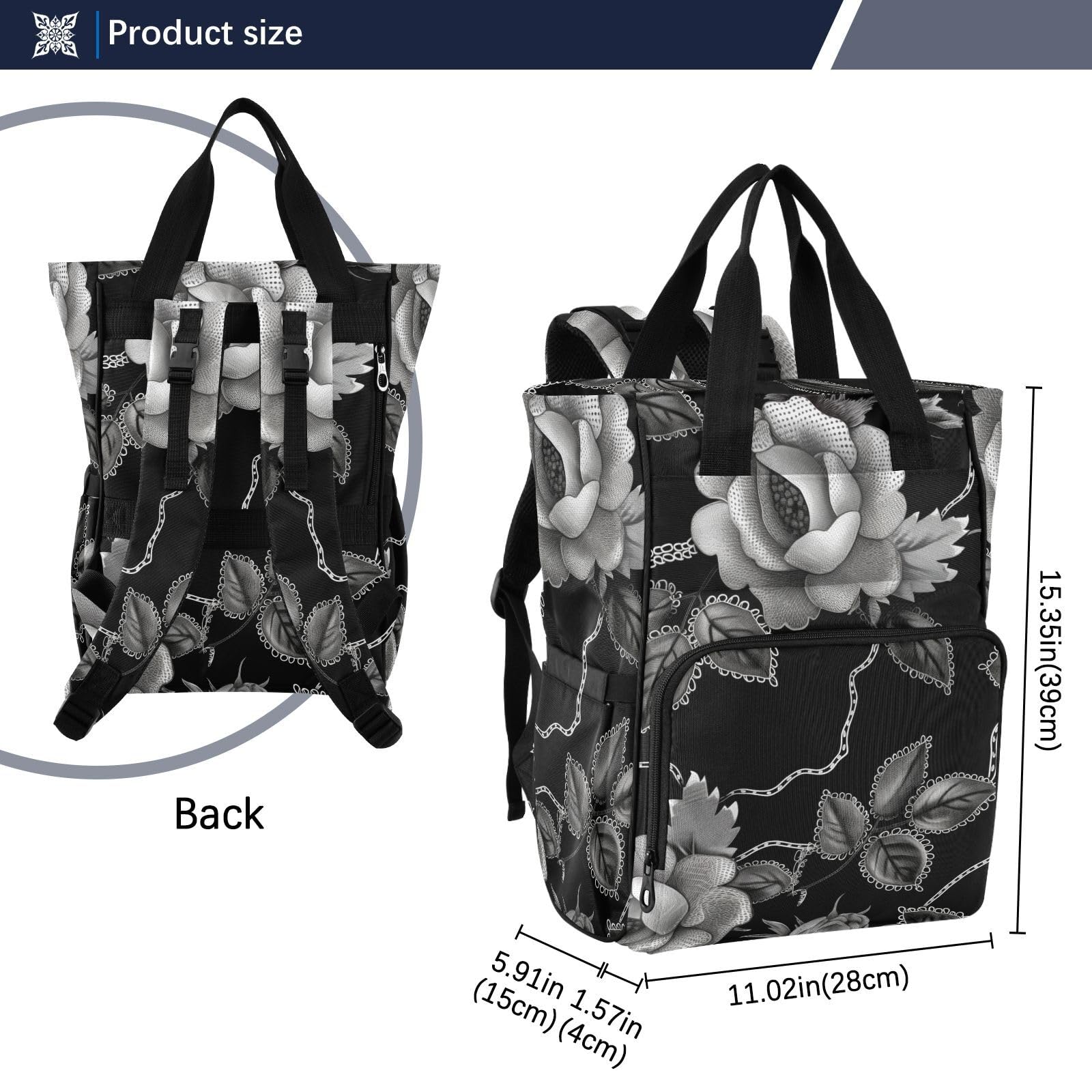 Borse Per Mamma Rose Nere Vintage Estetica