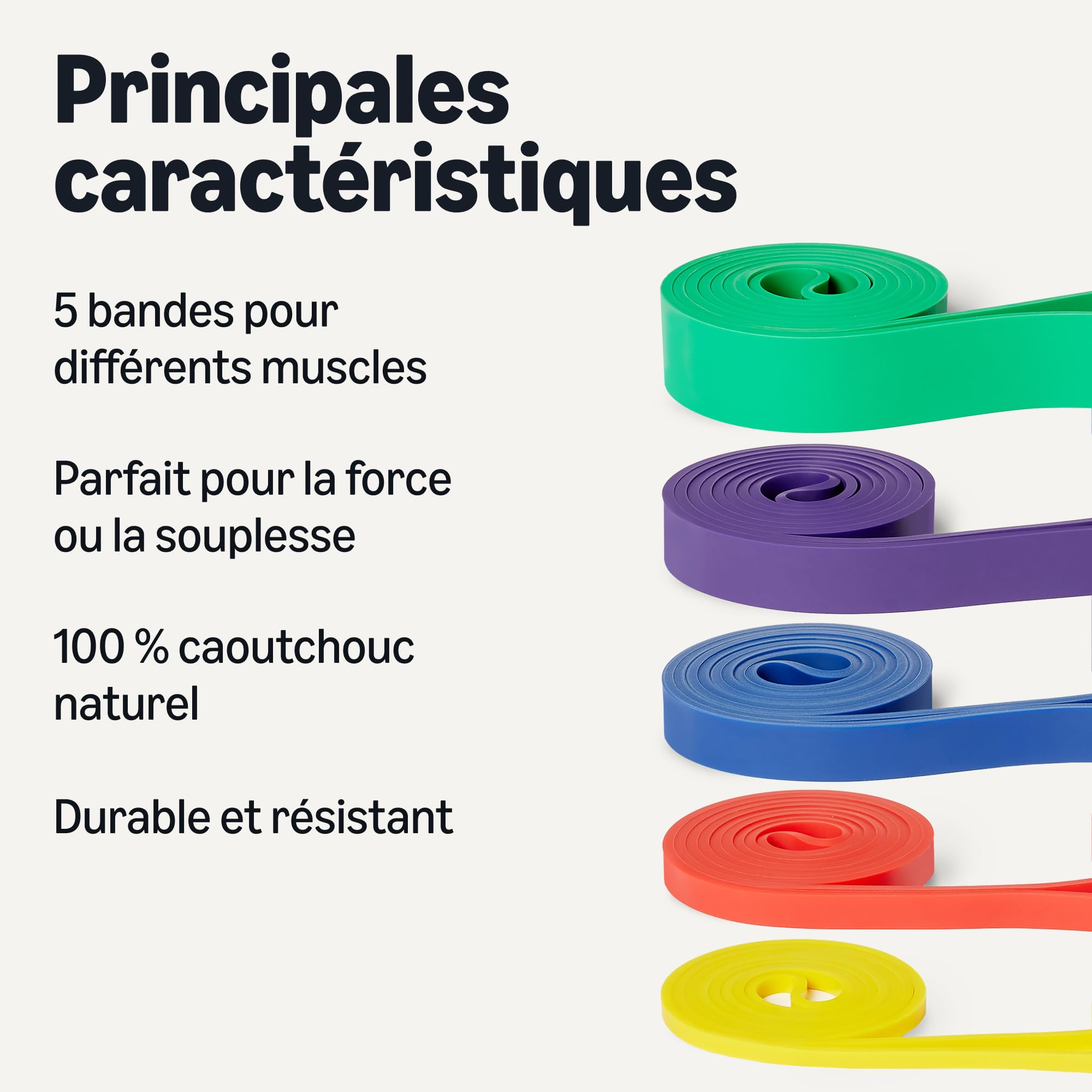 Image secondaire de Lot de 5 Bandes de Résistance Amazon Basics pour Entraînement Multicolore
