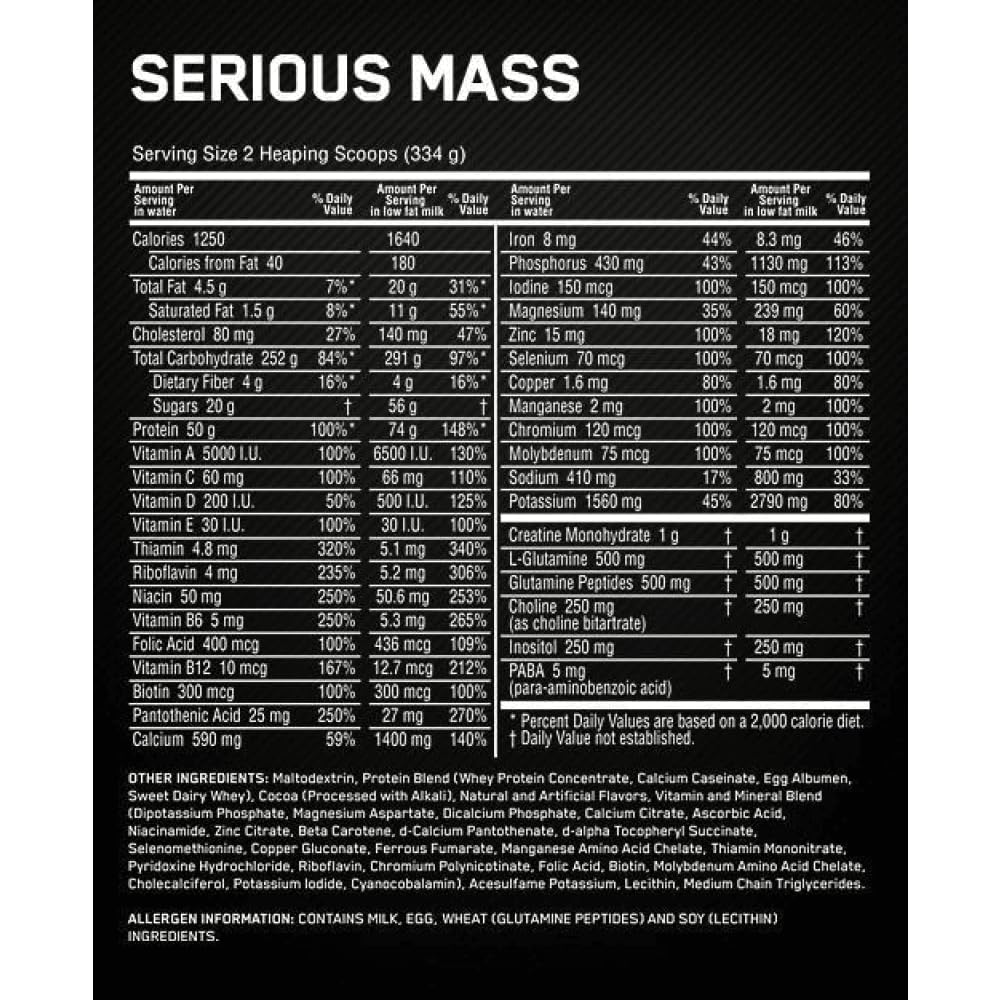 Optimum nutrition Serious Mass - 5,45 kg Cookies and Cream