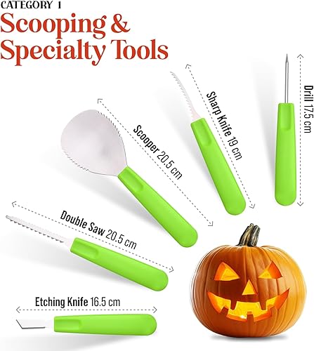 Vista 21 de Kit de tallado de calabaza de Halloween - Juego completo de tallado de calabaza con cuchillo de tallado de calabaza de sierra - Herramientas de Azul