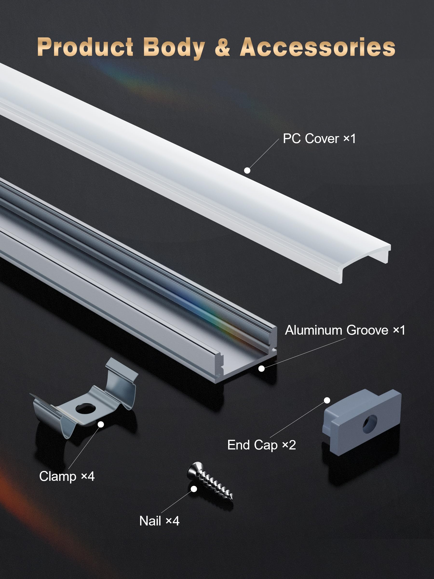 Profile aluminiowe do taśm LED 3 (20 x 20 mm U-Form, 10 × 2 metry)