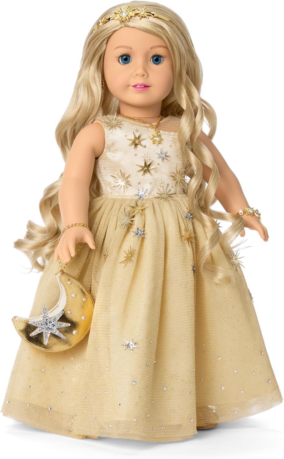American Girl 2025 Glimmering Gold Holiday Collector Doll, with Light-Blue Eyes, Long Wavy Blonde Hair, Ages 8+