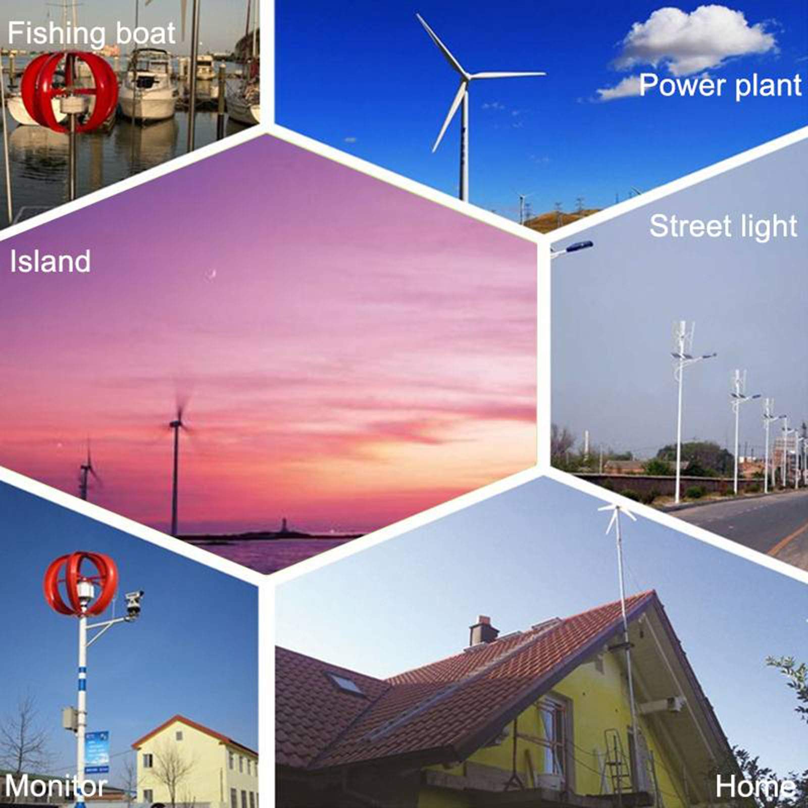 6 éoliennes Horizontales de Maison de Lame de Fibre de Nylon 600W, turbines d'énergie de Moulin à Vent de Puissance de générateur de Vent Charge 12V 24 Volts