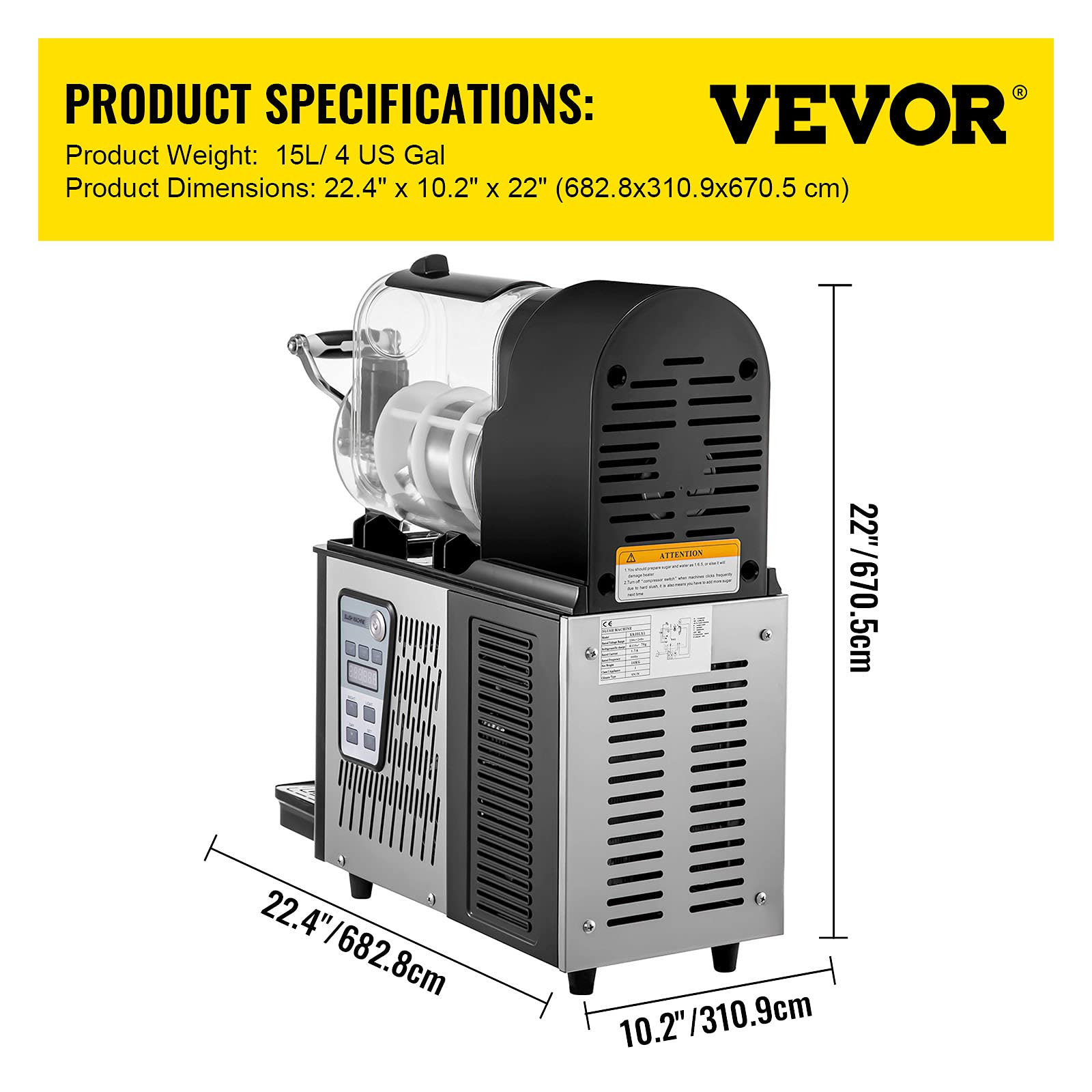 VEVOR 3L Commercial Slushy Machine, Daiquiri Machine, Stainless Steel