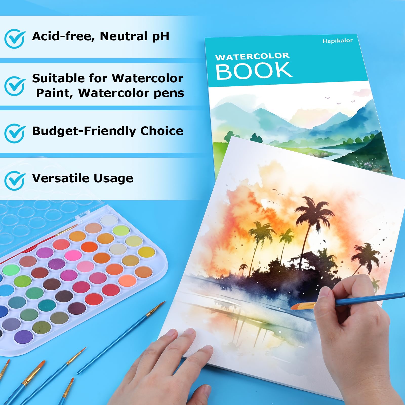 Hapikalor Watercolor Paper Pad - 9x12" -3