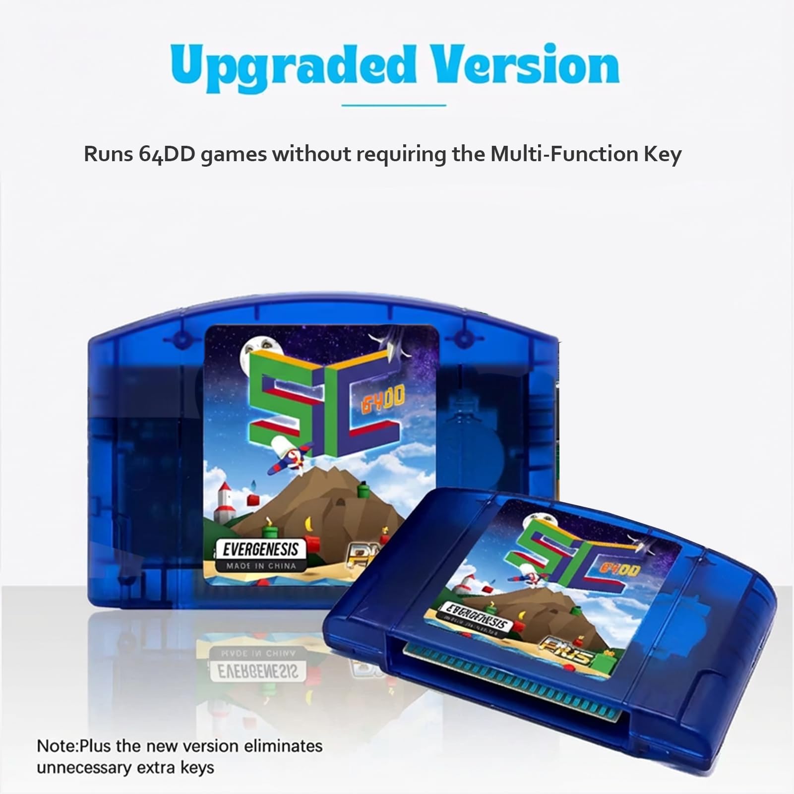 Plyisty für SummerCart64 Open-Source-Flash-Cartridge für N64, 64DD- und Retro-Game-Emulator-Unterstützung, Schnelles Laden, Automatische Sicherung, Inklusive 32-GB-Karte, Spielt GB GBC (blau