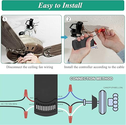 Miniatura 4 de Hampton Bay - Kit de control remoto universal de ventilador de techo de 3 velocidades de repuesto para Hampton Bay Home Decorators Collection Hunter