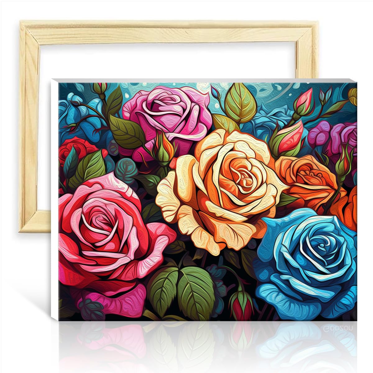 Tangfeiy As29 Rose On Canvas Paint By Numbers Rose Diy Paint By Numbers Adults Beginner With Brushes And Acrylic Pigment Number Painting Wall Art No Frame(30X40cm)