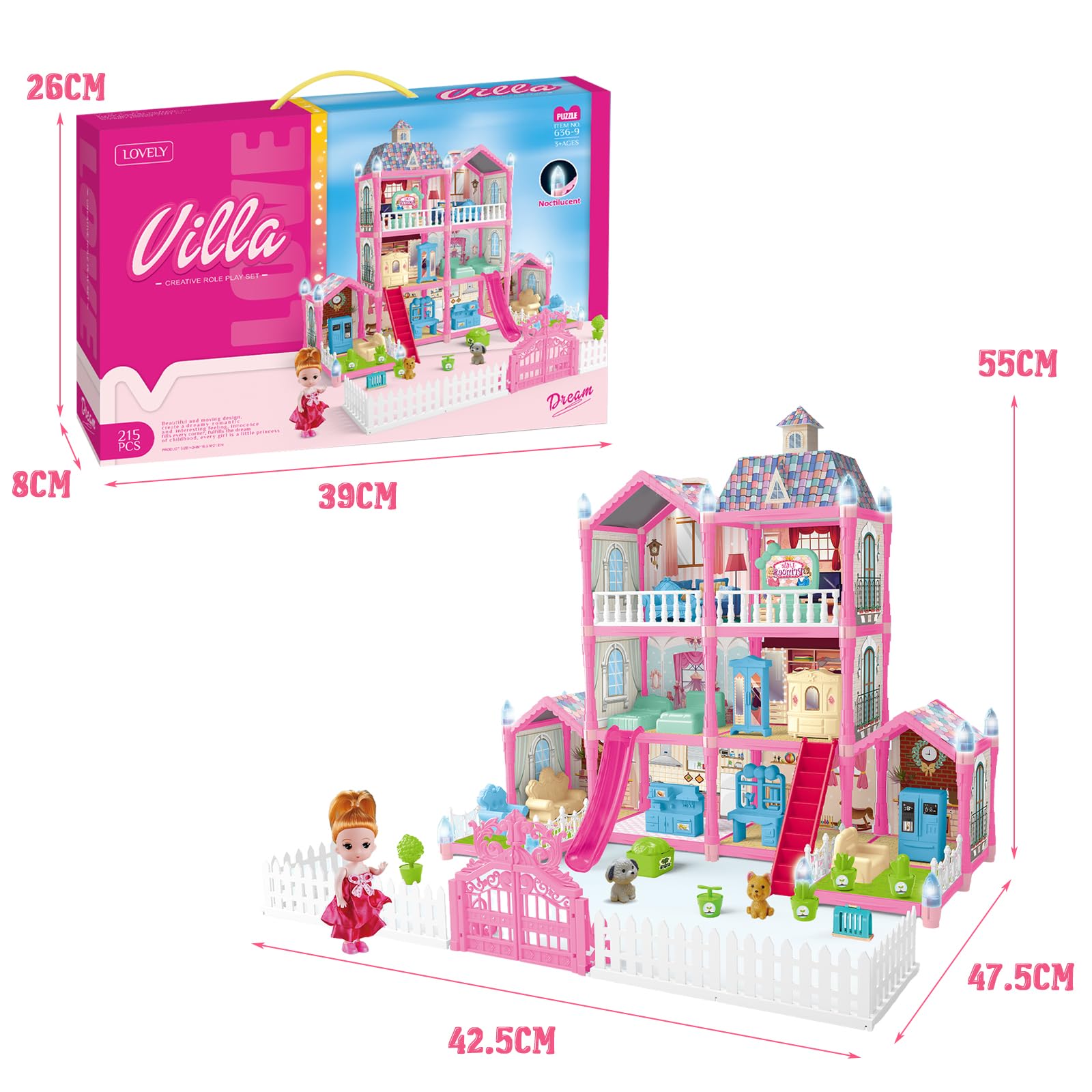 Balakaka Mädchen Schloss Bauspielzeugsets, Rosa Prinzessin Schloss Spielset Kreatives Spielzeug, Friends Schloss Bausteine Spielzeug Geschenke für 6-12 Mädchen