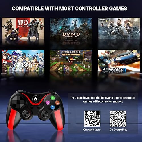 Miniatura 4 de arVin Mobile Game Controller for iPhone & Android with Phone Holder, Bluetooth Gamepad Joystick for iPhone 15/14/13/12/11, iOS, iPad, Samsung Galaxy