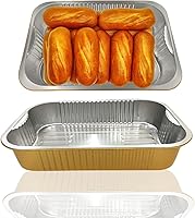 Vista 8 de Sartenes de papel de aluminio de SuiXinCook con tapas, 10 unidades, resistentes, 2 libras, sartén pequeña de papel de aluminio de 8.5"×6