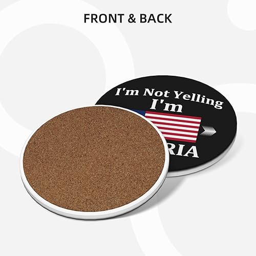 Miniatura 2 de I'm Not Yelling I'm Liberia Liberia - Juego de posavasos de cerámica de 4 pulgadas con base de corcho, base de corcho, regalos de inauguración de la