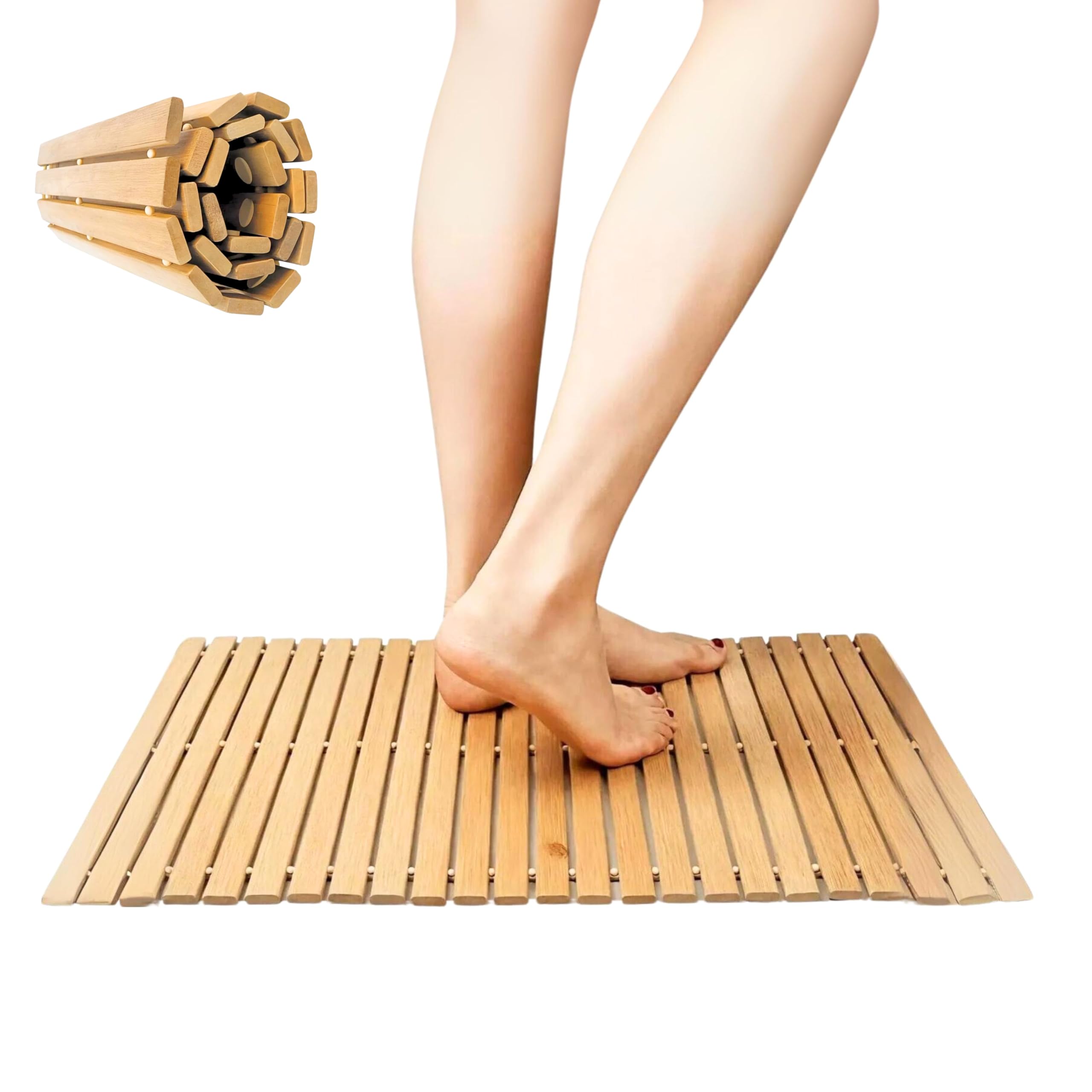 ADEPTNA Wooden Duck Board Bath Mat FSC® Certified Acacia Wood Non-Slip ...