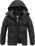 Wantdo Men's Puffer Jacket Thicken Padded Winter Coat with Removable Hood