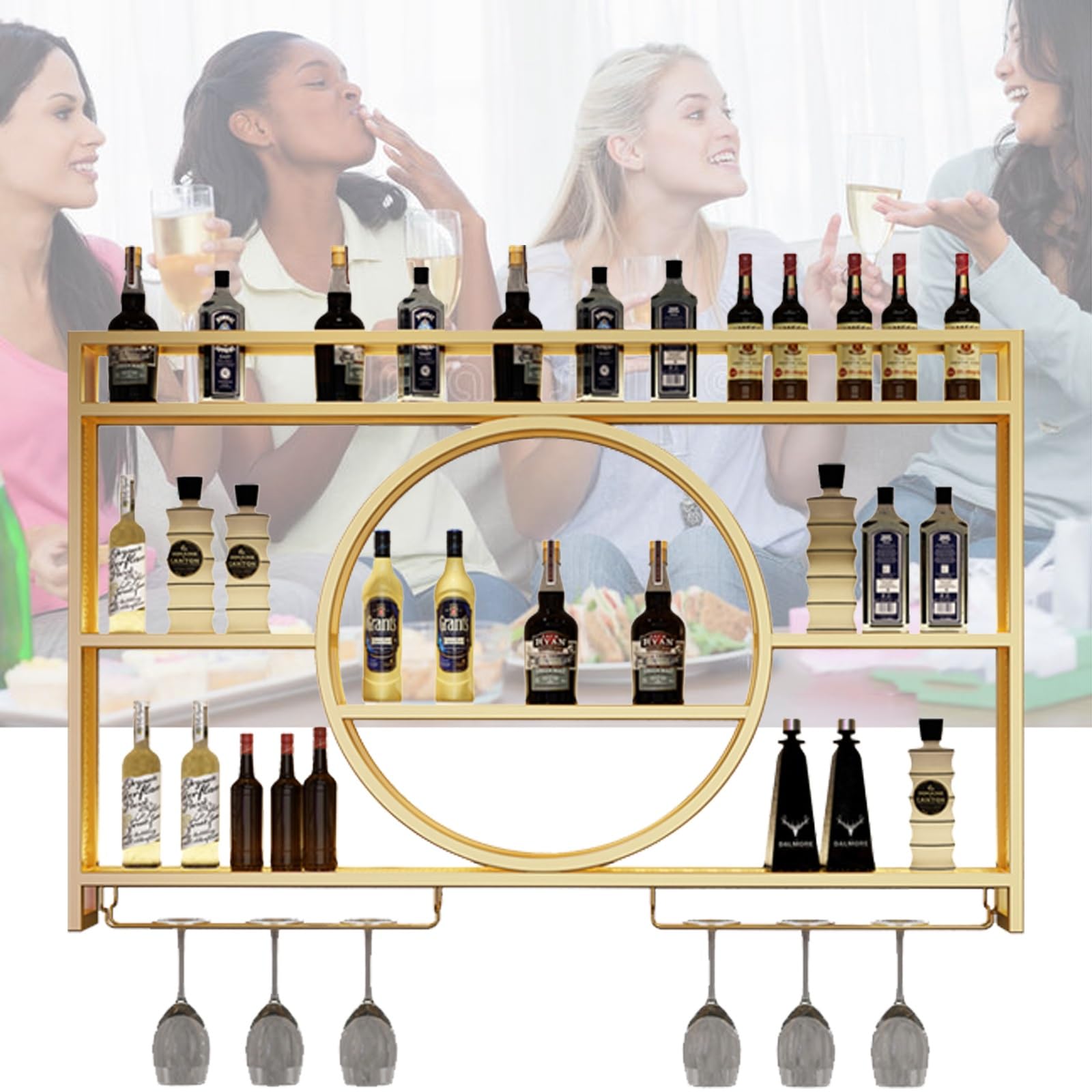 Étagère à liqueur en métal pour cuisine et étagères de bar flottantes murales