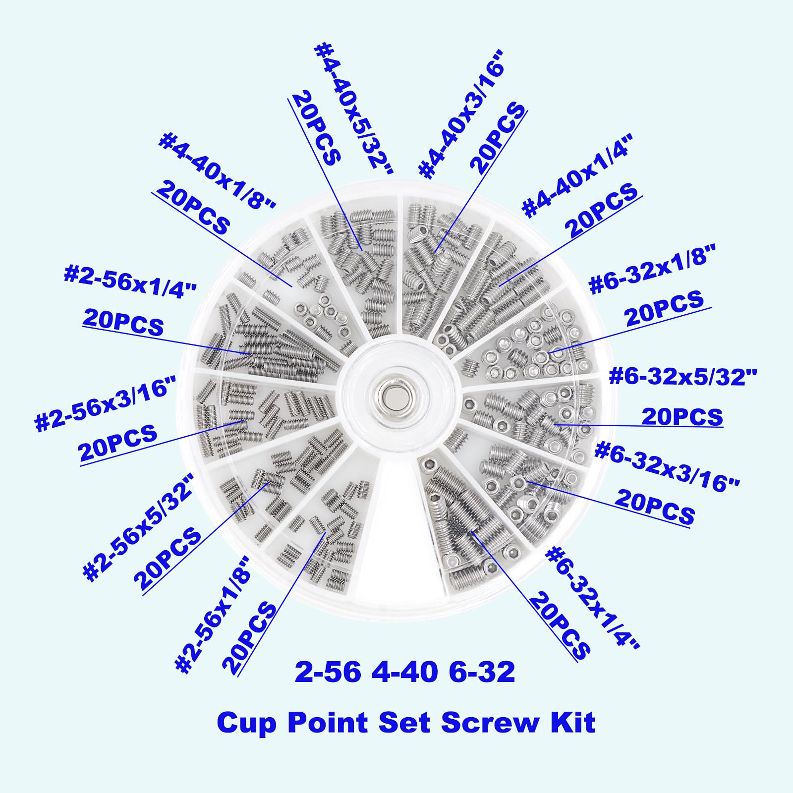 #2-56#4-40#6-32 UNC Edelstahl Innensechskantantrieb Cup Point Set Schrauben Sortiment Kit