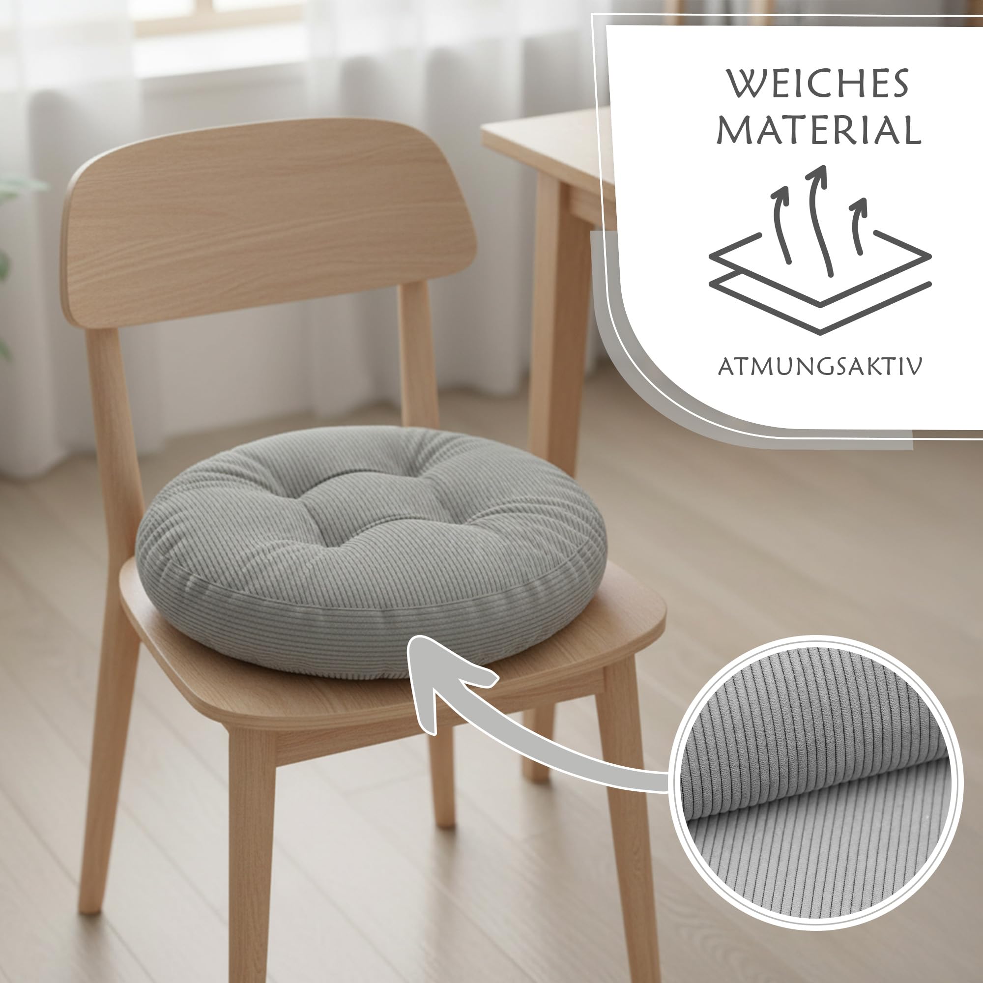 Amazinggirl Cojín Silla Almohadilla Silla Redonda Juego de 4X 40 cm de Pana Lavable a 30 Grados – Cojines Sillas Cocina y Cojín de Suelo para Comedor Salón Oficina Banco & Taburete Hecho a Mano Rosa