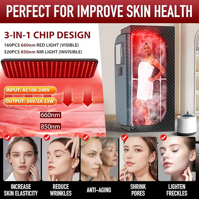 Sauna de Vapor Infrarroja Portátil XXL con Terapia de Luz Roja 660nm miniatura 2