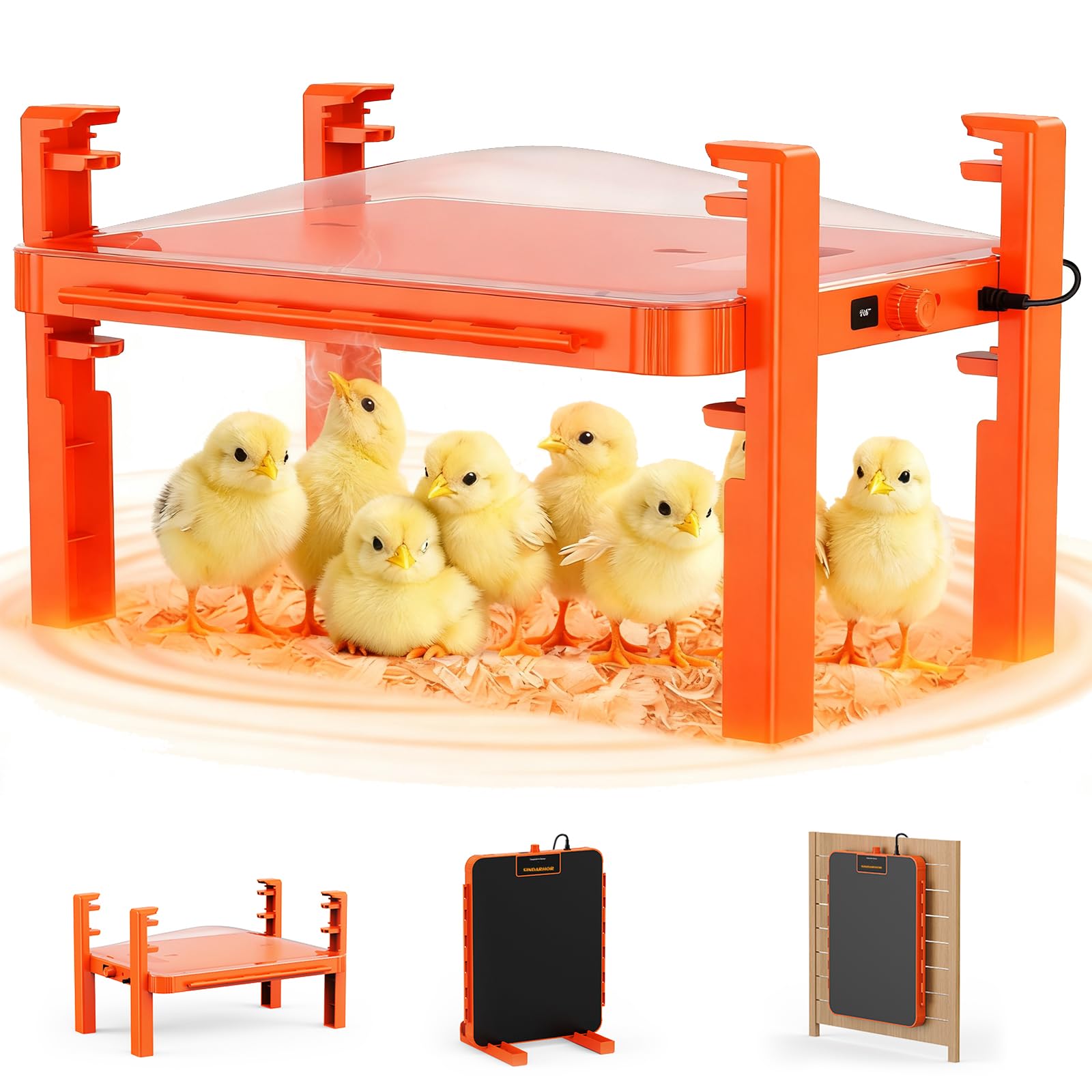 Brooder Plate for Chicks,Chicken Brooder Heater with Temperature Sensor – Radiant Heating Panel for Chicken Coops Poultry(Orange)